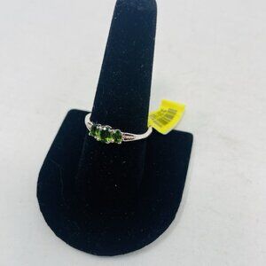 Russian Diopside Size 10 Oval 925 Sterling Silver Trilogy Ring 0.80 cts 5006